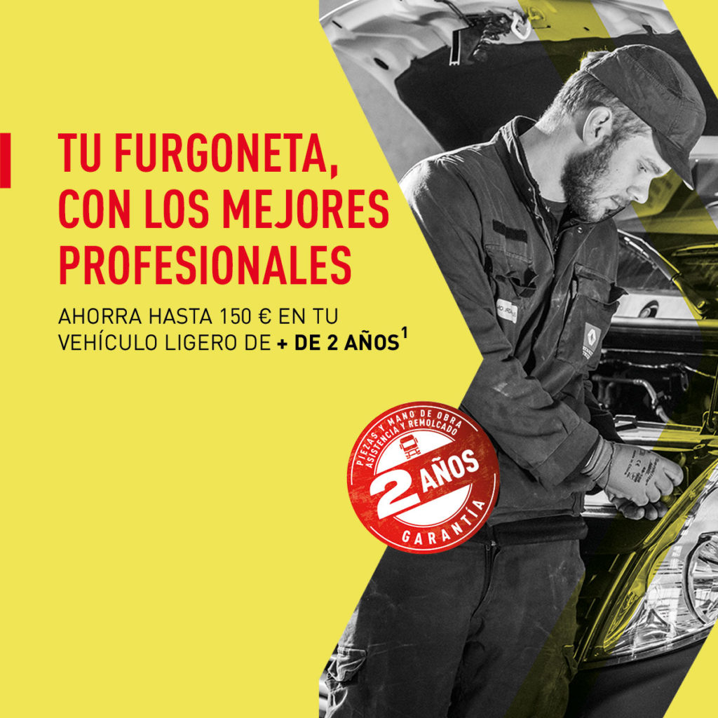 Tu furgoneta, con los mejores profesionales, ahorra hasta 150€(3) en tu vehículo ligero de +2 años(1).